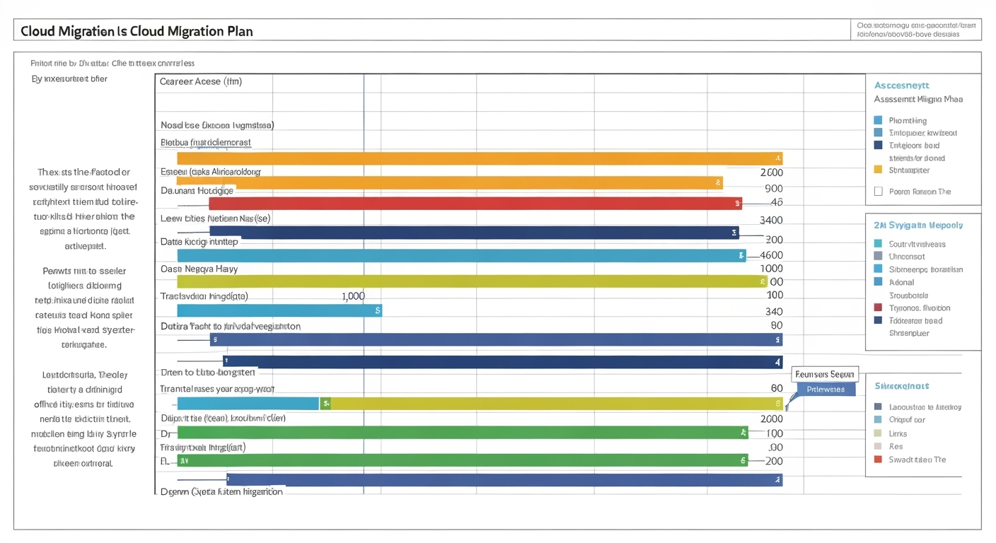 Gantt chart: cloud migration plan tasks, timelines