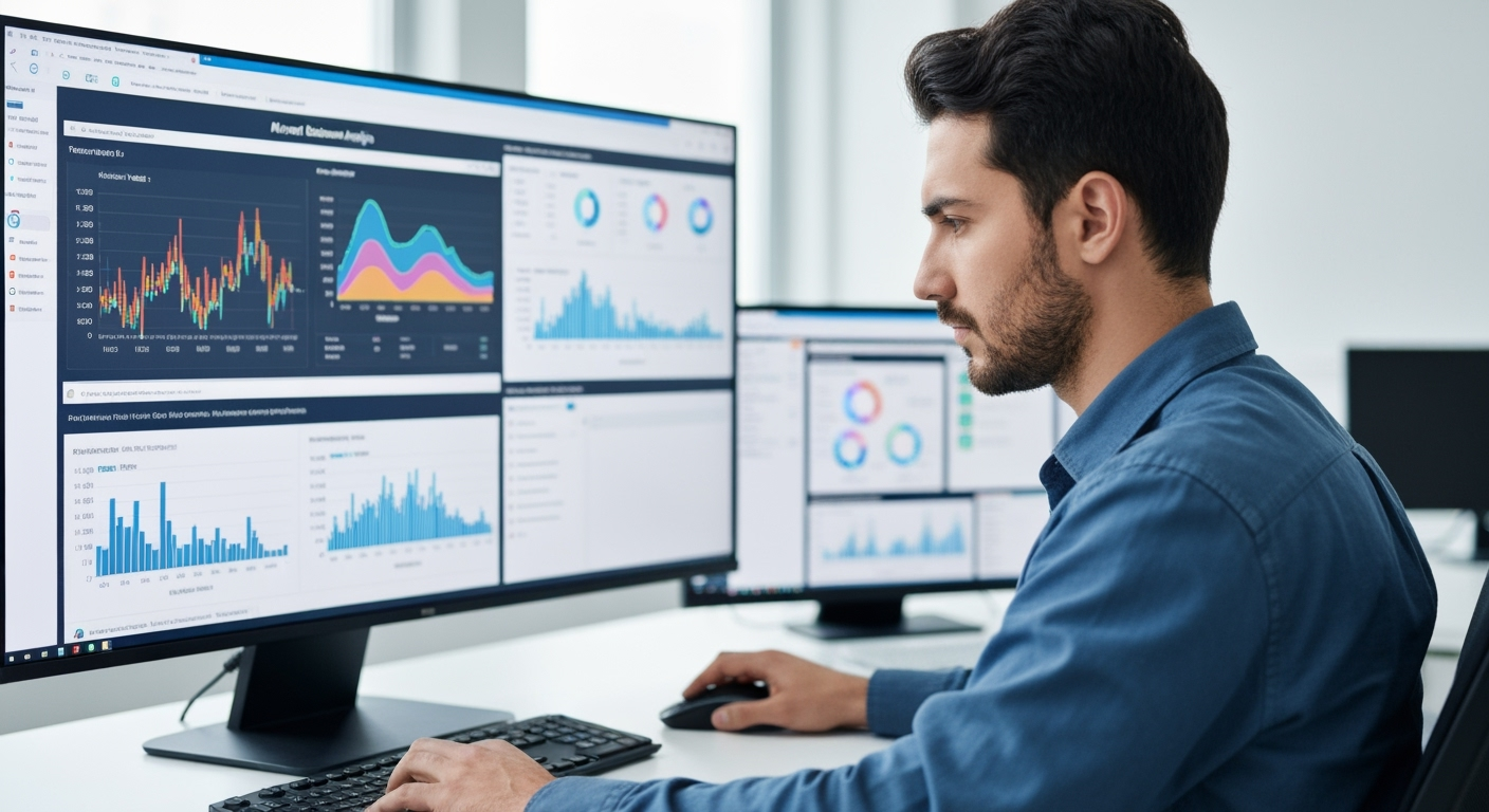 Engineer analyzes AI threat detection dashboard