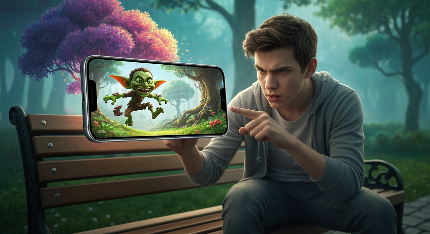 AR mobile game on smartphone