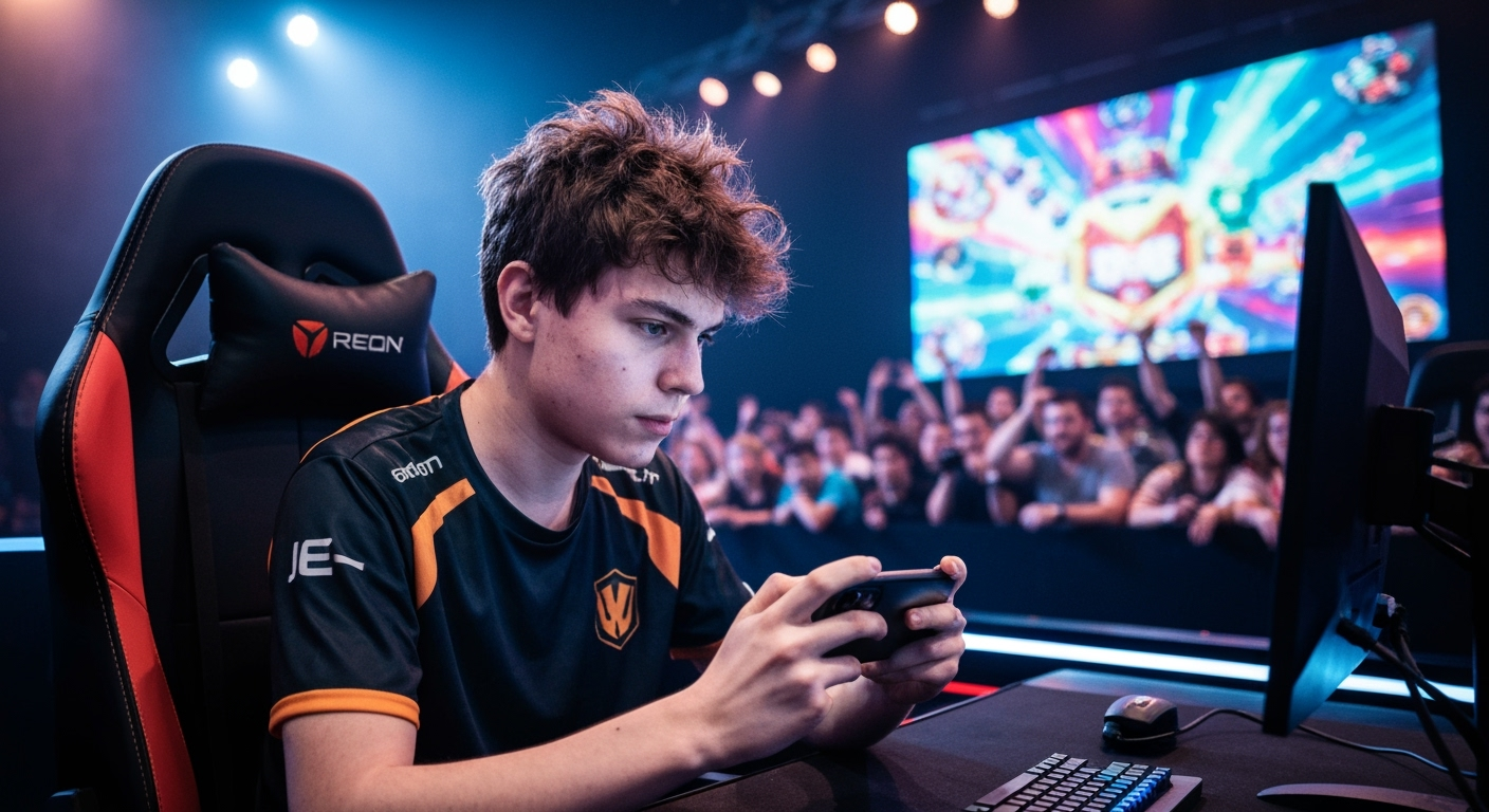Gamer focused on smartphone