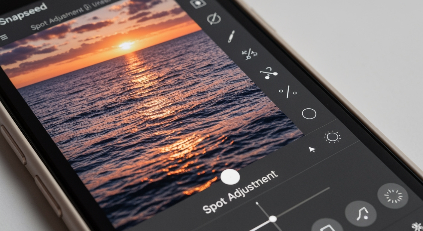 Snapseed app editing sunset photo
